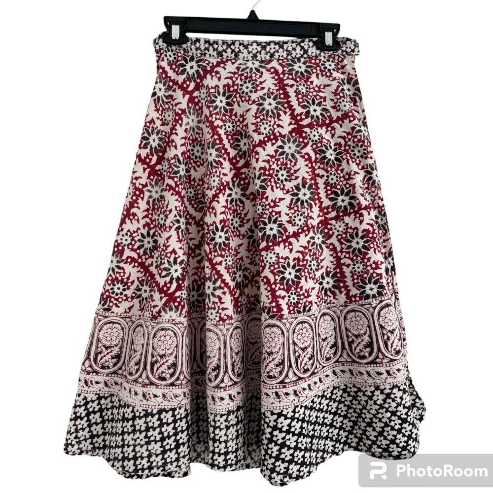 Vintage Indian Blockprint Wrap Skirt
